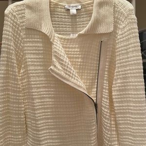 Christoper & Banks Cream Sweater Zip Up